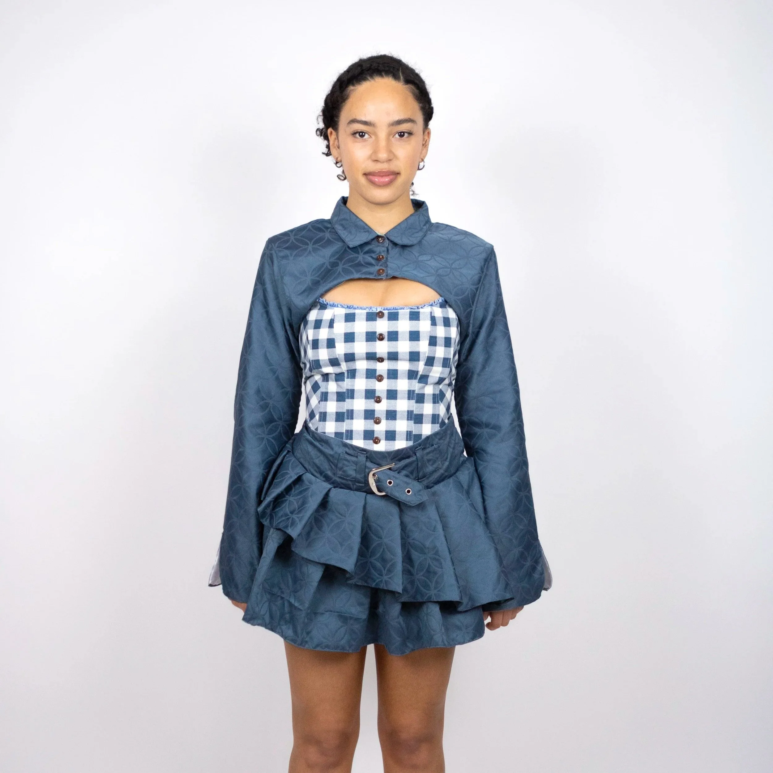 1:1 Upcycled Teal Bolero Flare Sleeve Jacket – M — Delikado